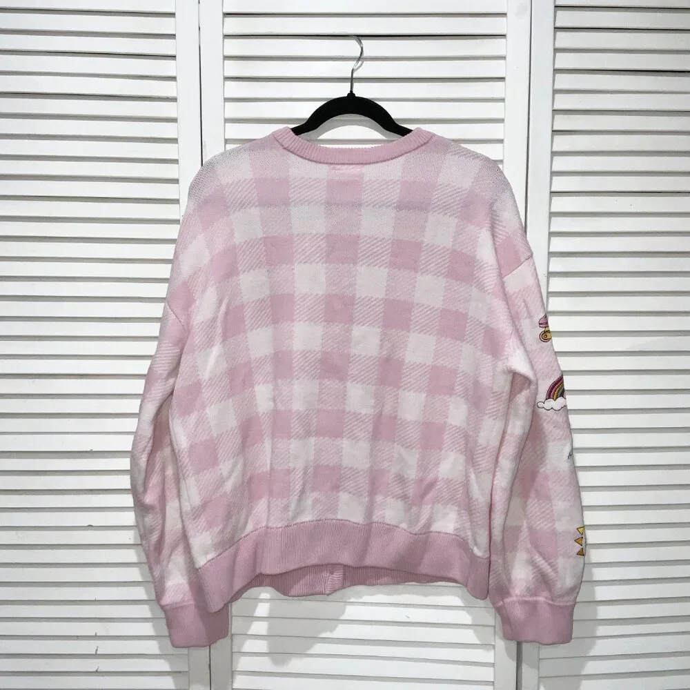 Her Universe Barbie Pink Gingham Patch Cardigan Size L - Picture 6 of 6